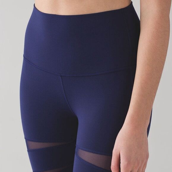 Lululemon Wunder Under Pant (Hi-Rise) (Tech Mesh) Hero Blue 2 - Picture 3 of 10